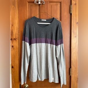 Marine Layer Jacob Long Sleeve Crew Tee in India Ink/Heather Gray